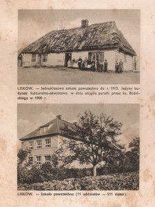 Szkoła w Liskowie (1.zdj. rok 1900, zdj.2 rok 1925)